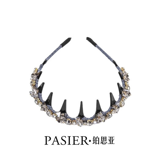 Bosiya Starry Sky Story Headband New Light Luxurious Full Diamond High Top Teeth Comb Headband Going Out Broken Hair Pressed Hairpin Hair Accessory Purple Gift Box for Girlfriend