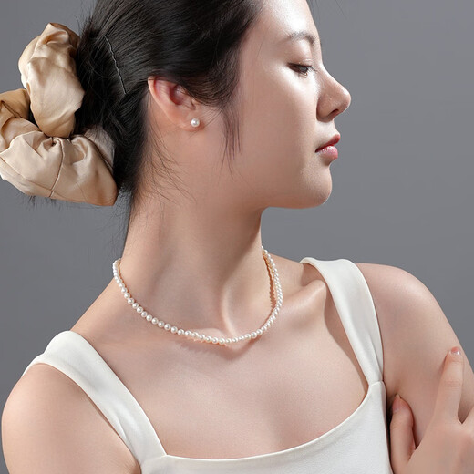 Dara pearl necklace for women, nearly round freshwater pearl clavicle chain, gift for wife, mother, elders, birthday, festival and Chinese Valentine's Day gift