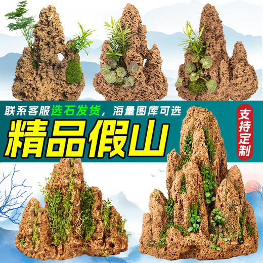 High-quality water-absorbing stone bonsai fish pond rockery micro-landscape decoration natural rockery stone landscaping raw stone high-quality 15-19cm water-absorbing stone with basin