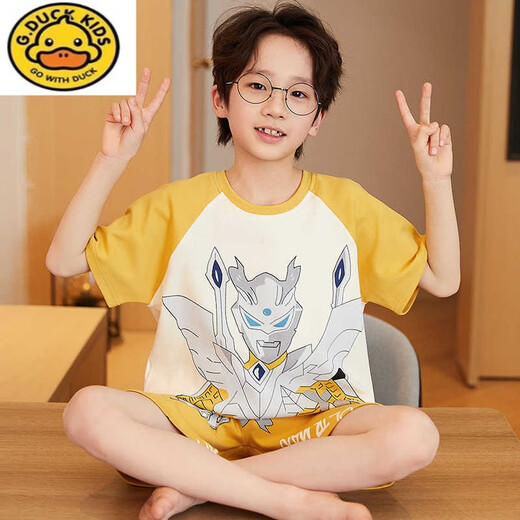 G. DUCKKIDS儿童睡衣男孩塞罗短袖2025新款夏季纯棉小宝宝男童家居服中大童薄 N679闪耀特利加【最新款】 85 8码【-102cm/30b