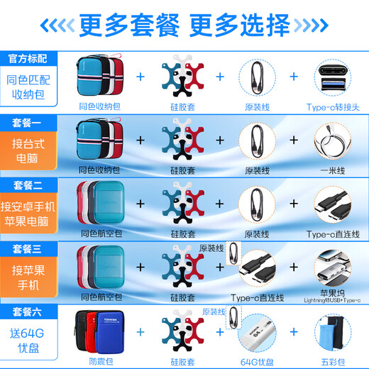东芝（TOSHIBA）新小黑a5 移动硬盘1t 2t 4t 可接手机 mac usb3.2 可加密 4TB 新小黑 A5（磨砂黑色） 接台式机：收纳包+硅胶套+原装线+延长1米线