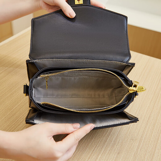 Bian Niao Bolso de Cuero Genuino de Marca de Lujo Ligero Bolso de Mujer Bolso de Moda con Estilo de Fragancia pequeña Bolso de Hombro Bolso Bandolera Negro