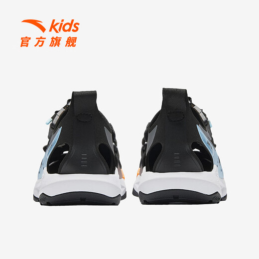 Anta children's sandals, boys' shoes, 26 summer Qingyu Baotou outdoor comfortable student beach shoes, silver/black/waterfall blue-2 34, shoe inner length 21.5cm