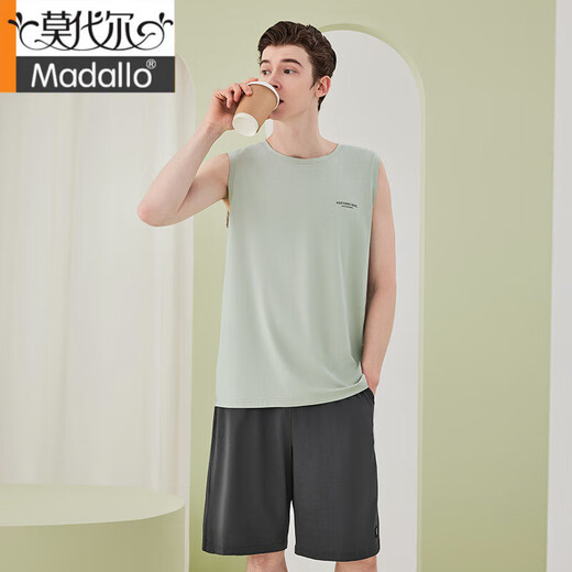 Modallan Cotton Pyjamas Herren Sommer Neue Weste Shorts Anzug Cool Herren Pyjamas können außerhalb von Rockgrau BXM679B L für 100-130jin geeignet sein [Jin entspricht 0,5 kg]