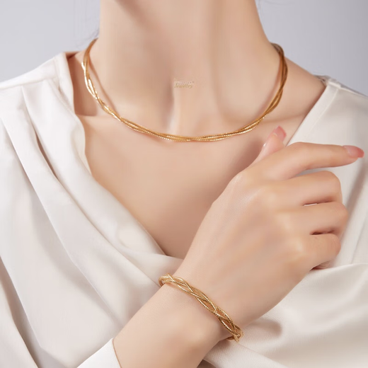 OeinOEIN2025 new 18K gold bracelet Italian gold three-strand air bracelet couple bracelet gold six-strand