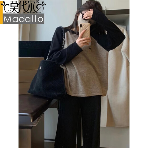 Pajamas modales para la primavera y otoño, los nuevos pantalones de manga larga de 2025, estilo perezoso, lindo y puede usar ropa para el hogar de gran tamaño 5009 Color sólido a cuadros grandes M (75-95Jin [Jin iguala 0.5 kg])