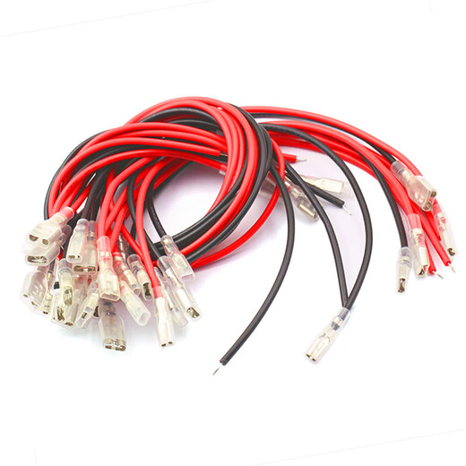 Dafurui 2.8MM/4.8MM/6.3MM spring with wire terminal block cable with sheath single head double head wire harness connection line 2.8MM spring with wire single head 200MM black (5 pieces)