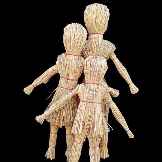 Straw handmade doll weaving and making weaving doll pastoral scarecrow film and television props support customization contact one for men about 17 cm