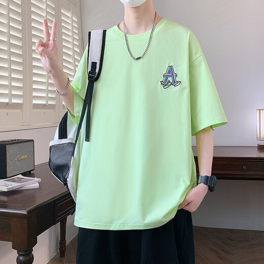 Ziweiqi 2025 summer male student loose short-sleeved T-shirt young handsome top W733 white (single short-sleeved) Quality upgrade M 85-110Jin [Jin equals 0.5 kg]