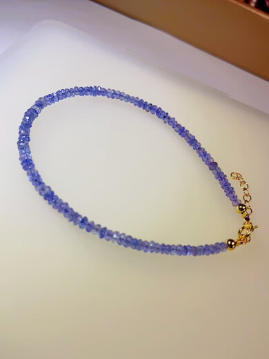 MS COLRKEP Ruyijia Welfare Beautiful Natural Ice Tanzanite 14k Gold Faceted Tanzanite Sapphire Bracelet 17cm 17cm