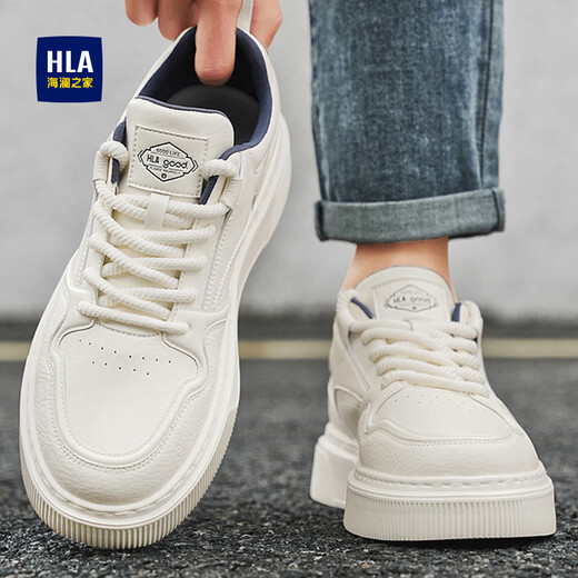 Heilan House (HLA) sneakers men's shoes 2025 autumn and winter new style plus velvet thick sole heightening casual white shoes classic casual shoes for men white blue 41
