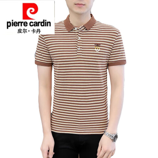 
Pier Cardin men's shirt collar short-sleeved T-shirt summer striped polo. Men's ice silk half-sleeved lapel trendy T-shirt 6626 gray M 90Jin [Jin equals 0.5 kg]