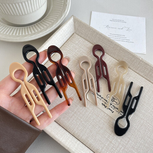 Rongxia Xiaoyu Hairpin Ball Head Small U-shaped Hairpin Women's High-Level Hair Hair Accessories U-shaped Small Fish Hairpin Black 3-piece Set