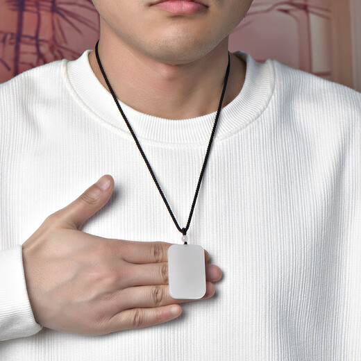 
Keyu can be guaranteed for 618 Hetian jade nothingness pendant, men and women blue and white jade square jade pendant, model three M9923z