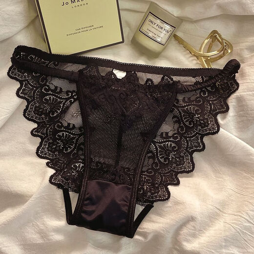 纯欲透明性感蕾丝内裤女舒适无痕细带款透气抗菌纯棉裆低腰三角裤 粉色*6198* 1条