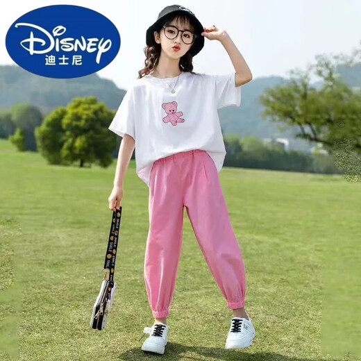 Disney girls summer sports suit fashionable new children's clothing big children summer girls casual two-piece purple suit [9922] 48 (S)