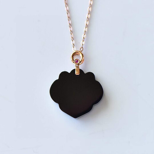 Lierui Natural Xinjiang Hotan Mo Jade Ping An Ruyi Lock Pendant Clavicle Chain 18k Gold Inlaid Women's Necklace Pendant