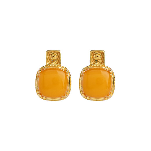 Potala Palace Beeswax Luman Zaki Pendant Necklace Amber Zodiac Year Earrings Earrings Earrings Women's Birthday Gift for Girlfriend