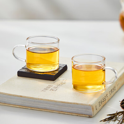 YIHUTEA glass cup heat-resistant small tea cup tea set accessories thickened Kung Fu flower tea cup set home office water cup 6-piece set (100ml)