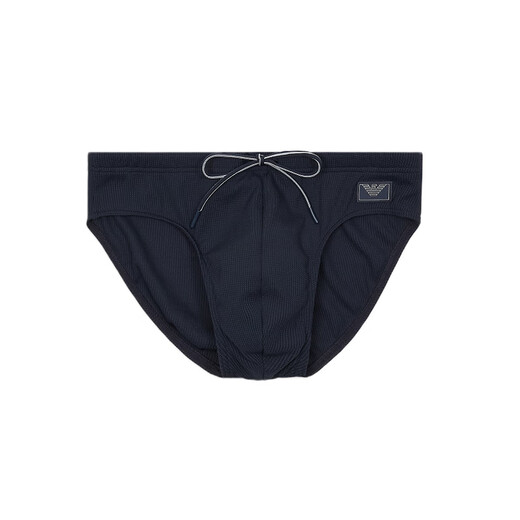 阿玛尼EA男装三角内裤老鹰徽标贴片弹力珠地布松紧腰系带沙滩泳裤25新款 海军蓝 S