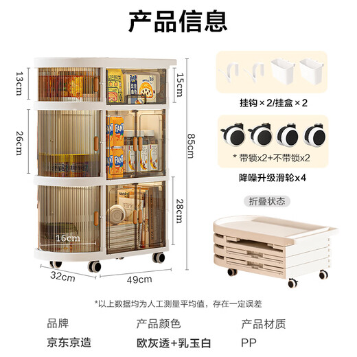 Jingdong Tokyo Mousse Mother and Baby Multifunctional Stroller Sideboard Mobile Snack Storage Rack Layered Storage Rack 4 Layers