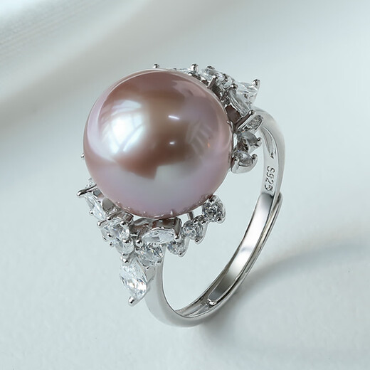 Queen of Pearls S925 Silver 12-13mm Purple Freshwater Pearl Ring Live Female Ring Birthday Gift