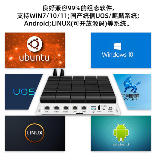 Guangyingke I3/I5/I7-11 Generation Machine Vision dedizierter Multi-Vier- oder Fünf-Netzwerk-Port Industriecomputer Computing lüfterloser Mikrocomputer-Host Multi-Seriell-Port RS232/485/422POE-Schnittstelle kundenspezifisch Gold