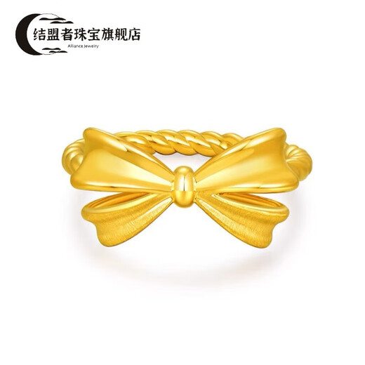 Ally Gold New Pure Gold 999 Bow Ring Fugitive Princess Ring Mother's Day Gift to Girlfriend No. 10 1g
