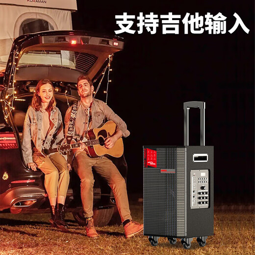 Malata square dance audio high-power shocking bass portable outdoor karaoke trolley speaker professional stage performance equipment karaoke sound card live broadcast internal recording all-in-one machine M+9295 Thunder Fire (10-inch bass) built-in sound card + dual charging microphones free gift package