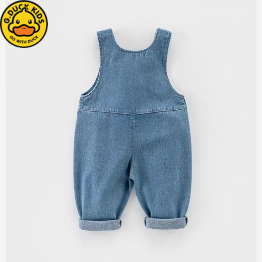 G.DUCKKIDS little yellow duck children's pants spring and autumn new baby denim overalls for small and medium-sized boys and girls loose and versatile blue cartoon dinosaur 100