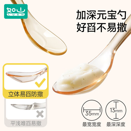 Rushan PPSU Yuanbao Spoon Special baby supplementary food for children and babies Self-eating spoon Learning and training tableware PPSU Yuanbao Spoon [small]