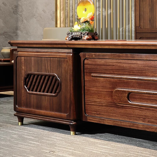 Hanjitangyu solid wood desk president desk executive desk office high-end new Chinese style chairman computer boss desk and chair combination 2.0 meters boss desk