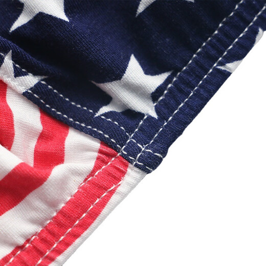 WOXUAN men's underwear pure cotton European and American thong men's American flag printed T-shaped body shaping blue 2XL