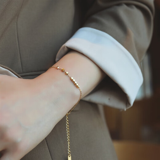 Shien-plated 18k gold-plated broken gold bracelet for women, high-end and exquisite, small sugar cube bracelets for money from all directions, broken gold bracelet 16+5cm