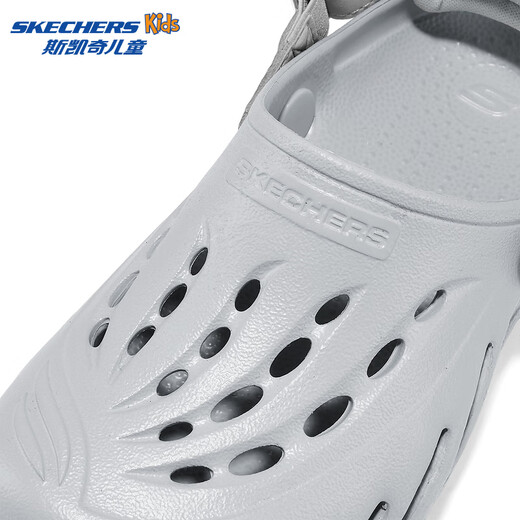 Skechers Children's Bubble Shoes Boys Hydrophobic Lightweight Beach Crocs Summer Middle and Large Children's Sandals 406645L Boys/Light Gray/LTGY 36