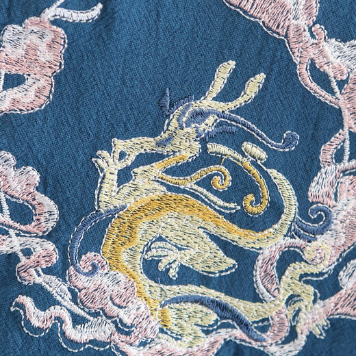 Traje Tang para niño Traje de verano de manga corta Vestido de estilo chino Hanfu para niños Ropa fina de algodón y lino para niños Conjunto de dos piezas Traje Xiaoyaolong azul 130