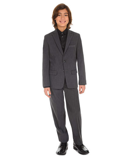 Calvin Klein boys' long-sleeved shirt, sateen fabric, button cuffs, formal style, 14-16 years old, black 14-16 Husky