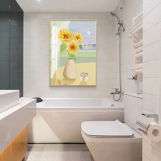 CLCEY卫生间挂画感免打孔卫生间山水挂画风景装饰画厕所马桶上方挂 ZSH13546-繁华似锦 外框30x40cm轻奢金框+有机玻璃