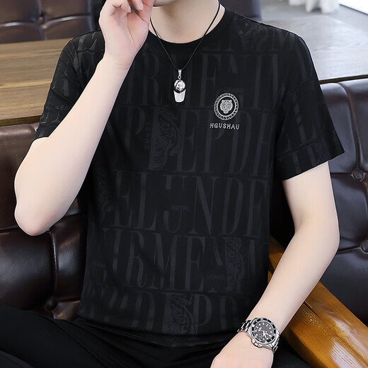 ROMON (ROMON) 2025 Summer NUEVO Seda de hielo masculino Camiseta de manga corta Camiseta de manga corta Masmonía de moda