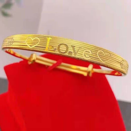 Ya Ge's classic Vietnamese sand gold bracelet that will not fade for a long time. Dragon and Phoenix are in the shape of auspicious blessings. Push-pull style to send rings. Wedding bridal jewelry. Fortune characters.