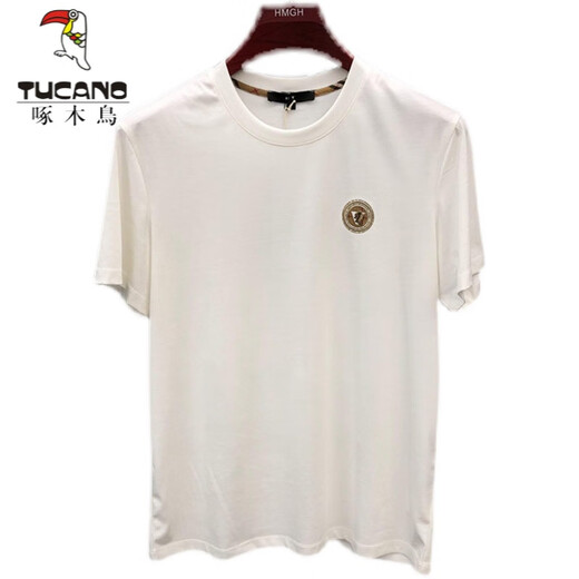 啄木鸟（TUCANO）t恤男士2025夏季新款短袖T恤男修身个性刺绣烫钻欧货丝光棉体恤男 724闪电R黑色 6XL