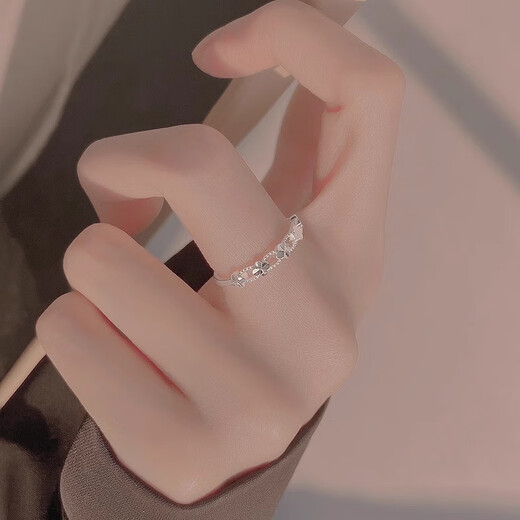 Mansheng Freedom and Romance-Pure Silver 999 Couple Ring Gift Original Sterling Silver Bestie Ring Pair of Open Style Engraving 999 Pure Silver Lucky Flower Open Ring