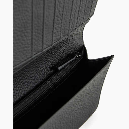 Armani EA Men's Wallet Embossed Eagle Pattern Black Calf Leather Vertical Bi-fold Coin Card Holder Card Holder 2025 New Black Regular