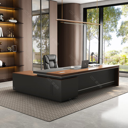 OUDITU boss desk and chair combination simple modern president desk high-end executive desk manager desk desk large leaf walnut + iron gray all over the network to as low as 1.6 meters boss desk