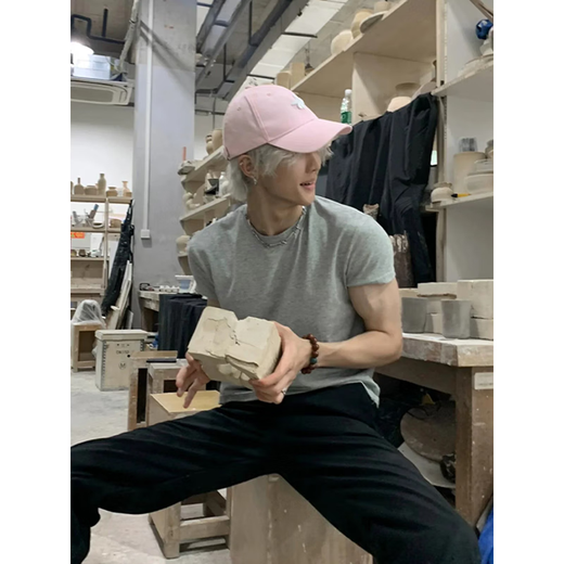 7 ausgezeichnete Produkte, Kurzarm-T-Shirt für Herren, neuer Sommerstil, kleiner Ausschnitt im amerikanischen Stil, schwerer Rundhalsausschnitt, rechte Schulter, schmales Fitness-Halbarm-Top für Herren, TXS-9906 Grau XL