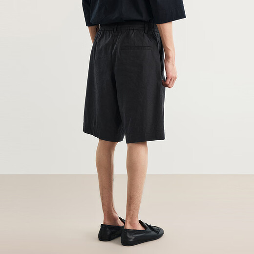 Sketch men's clothing 2025 summer new product daily curly mid-shorts loose straight pants elegant and casual 9P4E11150 001 black XL