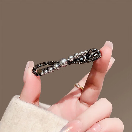 Forehead side bangs high-end pearl hairpin for women 2025 new adult hair clip duckbill clip headdress pearl bow side clip 6cm