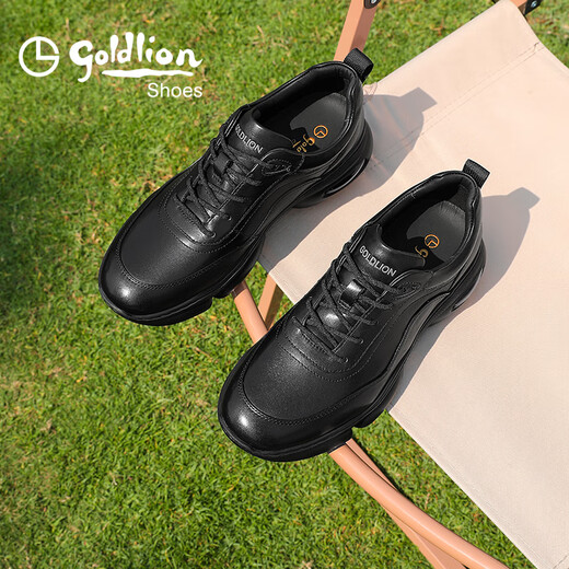 Goldlion men's thick-soled casual shoes, soft and durable, outdoor trendy and versatile sports shoes G559430518AAA black 41