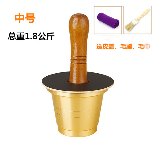 CLCEY Cantonese-style copper cup, solid brass medicine jar, garlic pounder, Chinese medicine pounder, medicine mortar, medicine jar, mortar, Cantonese-style copper cup, medium size