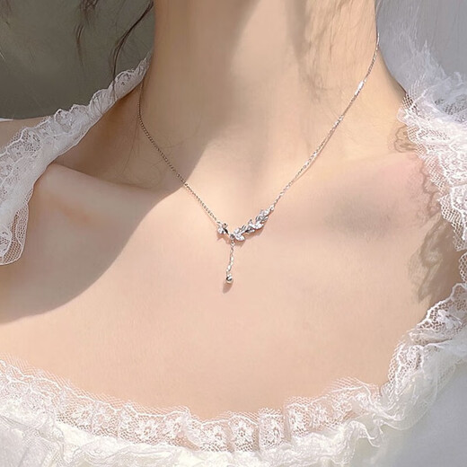 MZMZ wheat ear platinum necklace women's pt950 platinum neck chain clavicle chain Valentine's Day birthday gift for girlfriend and wife light luxury model - local warehouse tomorrow delivery/wheat ear necklace
